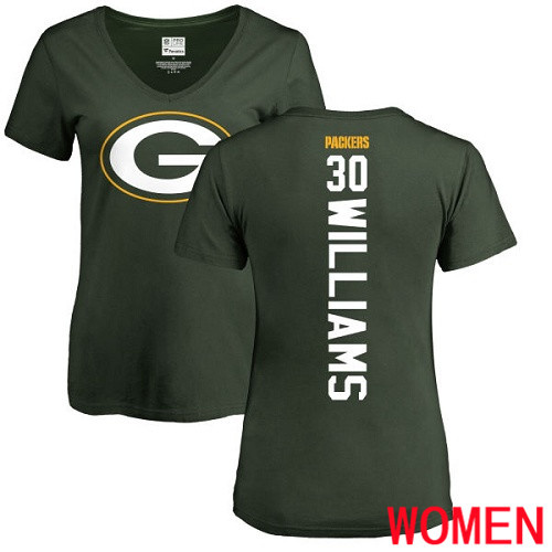 Green Bay Packers Green Women #30 Williams Jamaal Backer Nike NFL T Shirt